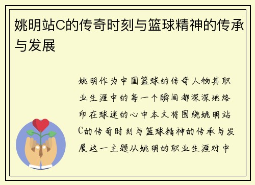 姚明站C的传奇时刻与篮球精神的传承与发展